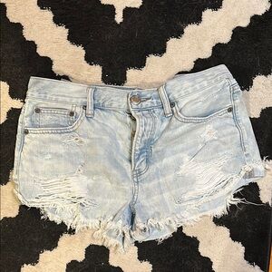 American Eagle Outfitters Blue Distressed Jean Shorts